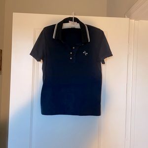 Tory Burch Navy Blue Ruffle Polo Shirt Size XL